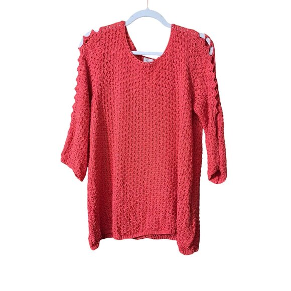 Chicos cold shoulder sweater textural knit size 2 - Picture 1 of 10